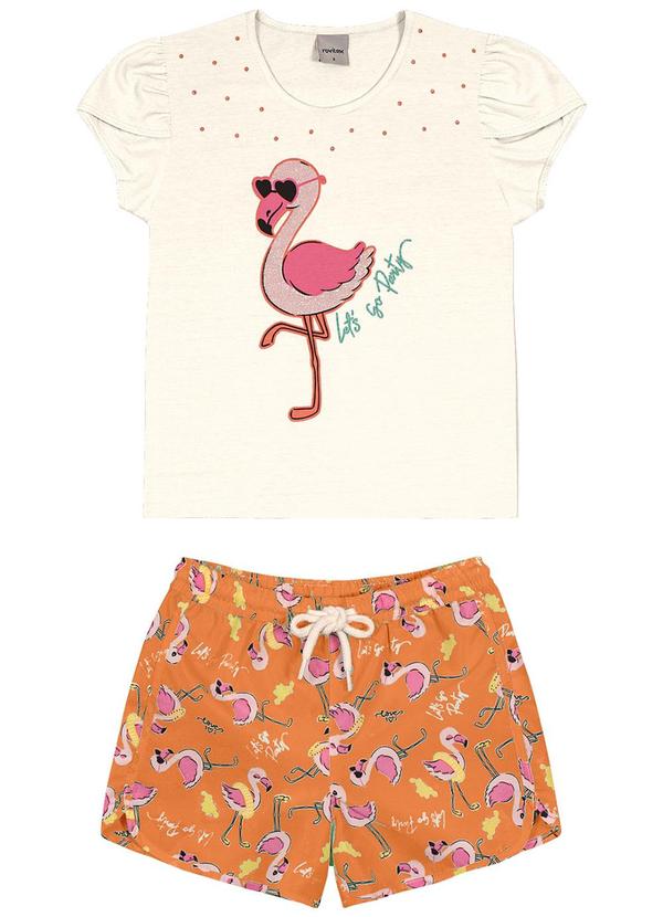 Rovi Kids - Conjunto Infantil Feminino Flamingo Bege