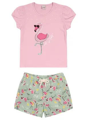 Rovi Kids - Conjunto Infantil Feminino Flamingo Rosa - ROVI KIDS