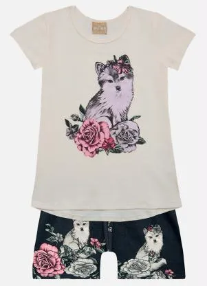 Milon - Conjunto Infantil MeninaOff White - MILON