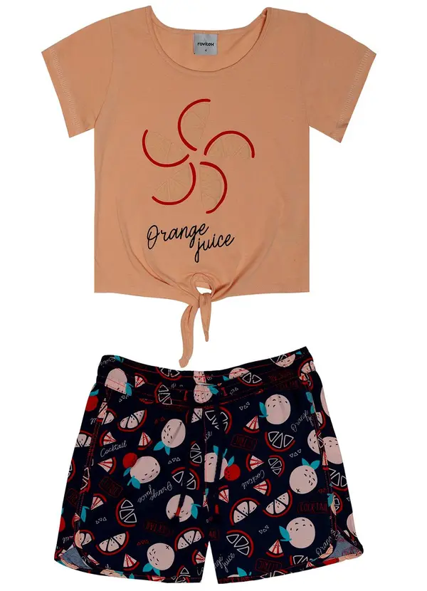 Rovi Kids - Conjunto Infantil Menina Orange Bege
