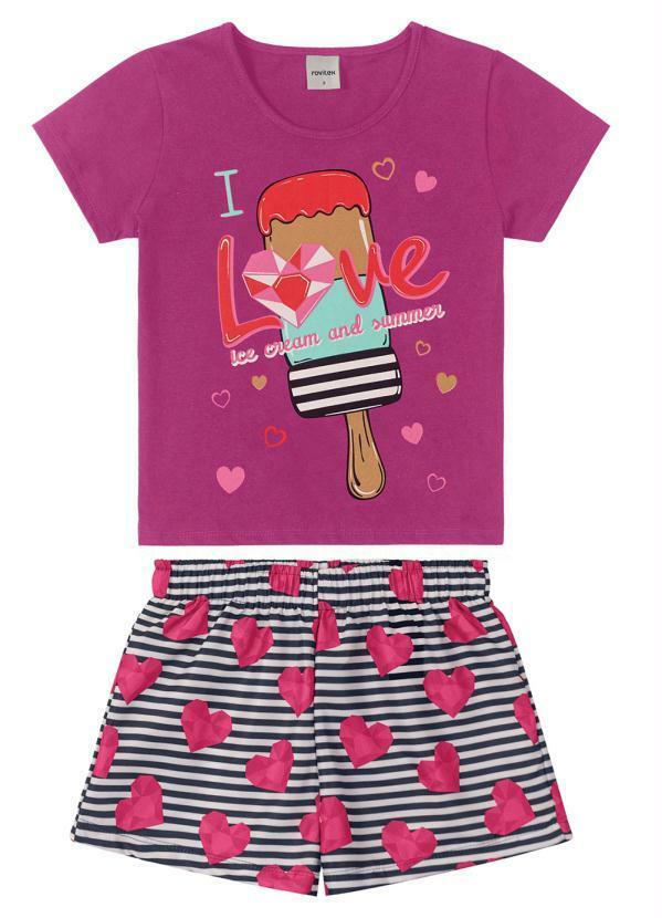 Rovi Kids - Conjunto Infantil Feminino Picolé Rosa
