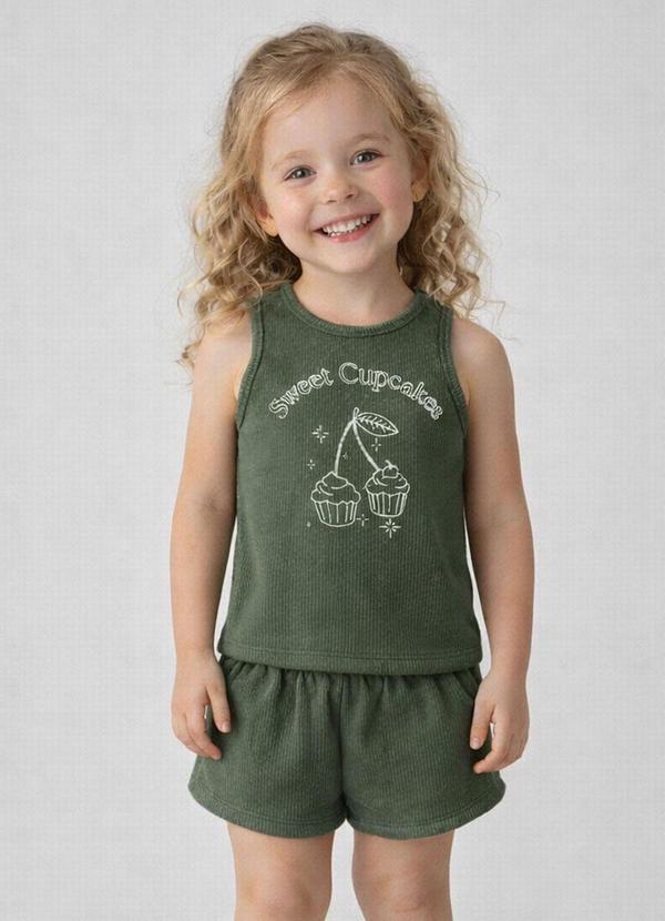 Select - Conjunto Infantil Feminino Regata e Short Verde