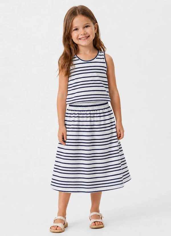 Select - Conjunto Infantil Feminino Saia e Regata Branco
