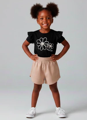 Rovitex - Conjunto Infantil Feminino Short Blusa Preto - ROVITEX
