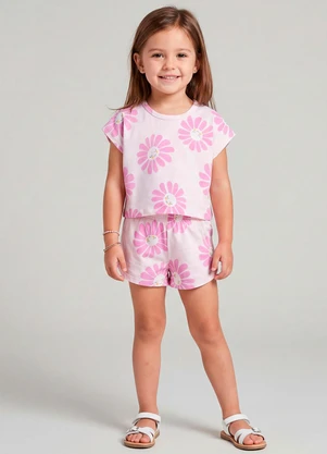 Select - Conjunto Infantil Feminino Short e Blusa Rosa - SELECT