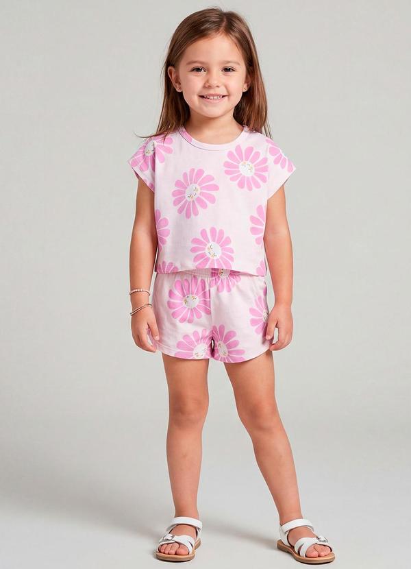 Select - Conjunto Infantil Feminino Short e Blusa Rosa