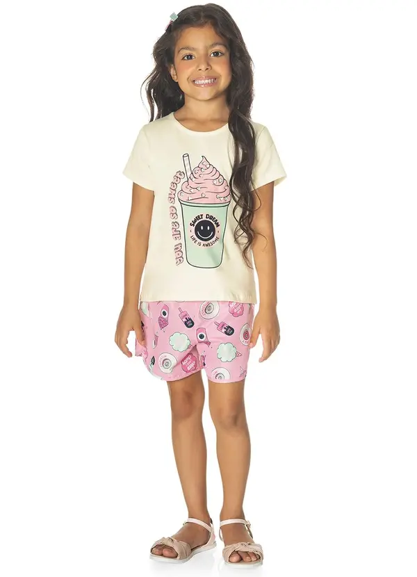 Rovi Kids - Conjunto Infantil Menina Sorvete Bege