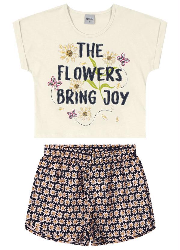 Rovi Kids - Conjunto Infantil Flowers Bege