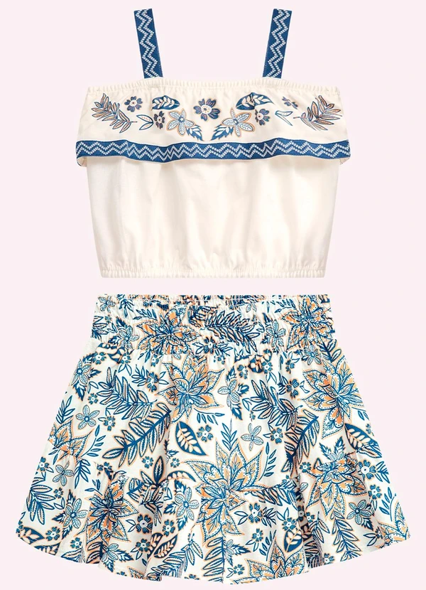 Nanai - Conjunto Infantil Folhagem Nanai Off White