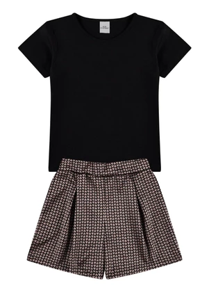 Vida Costeira - Conjunto Infantil Jacquard Shine Preto - VIDA COSTEIRA