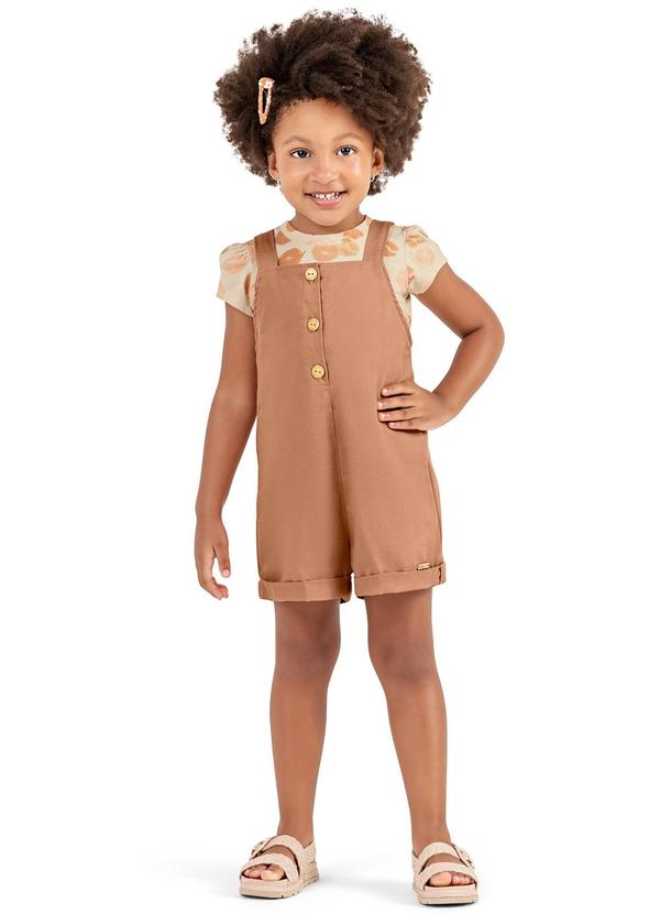 Colorittá - Conjunto Infantil  Jardineira Colorittá Bege