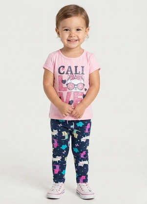 Turminha - Conjunto Infantil Love Rosa - TURMINHA