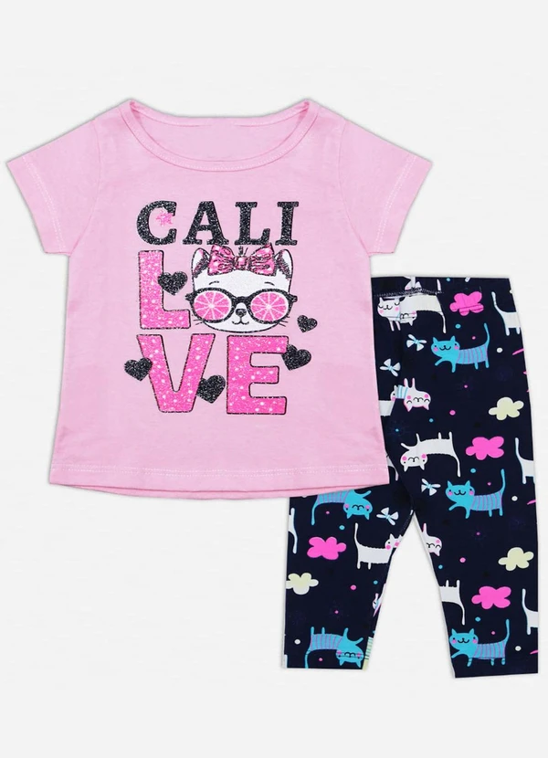 Turminha - Conjunto Infantil Love Rosa