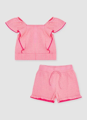 Turminha - Conjunto Infantil Malha Lisvet Rosa - TURMINHA