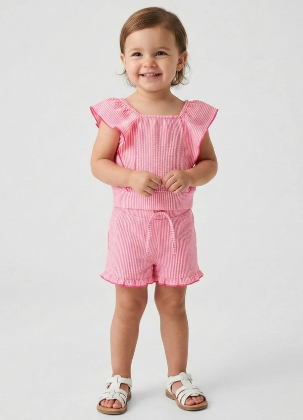 Turminha - Conjunto Infantil Malha Lisvet Rosa 1