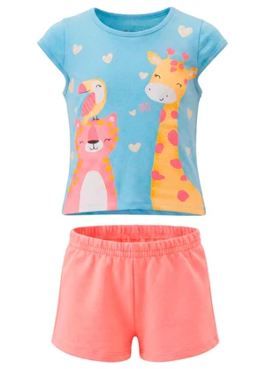 Brandili - Conjunto Infantil Meia Malha Animais Azul - BRANDILI