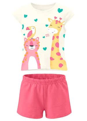 Brandili - Conjunto Infantil Meia Malha Animais Bege - BRANDILI