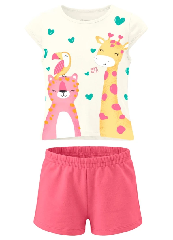 Brandili - Conjunto Infantil Meia Malha Animais Bege