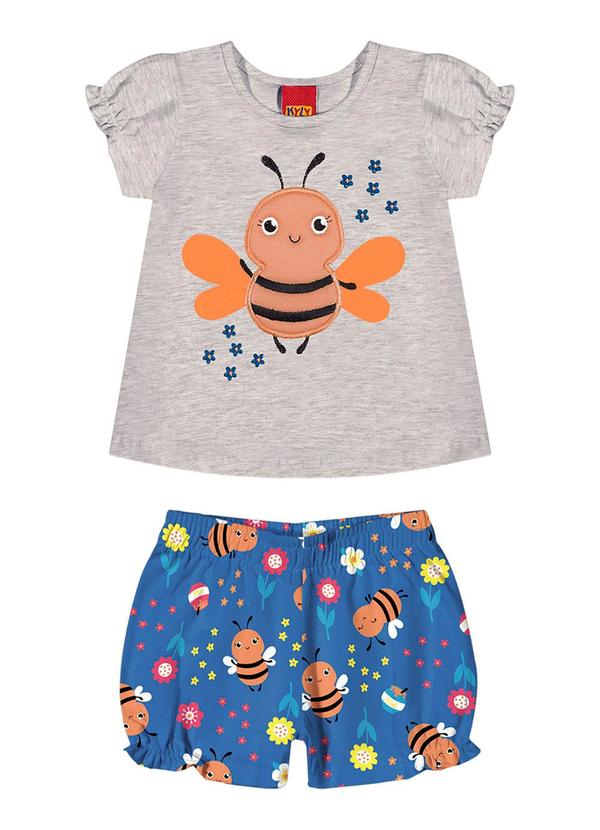 Kyly - Conjunto Infantil Menina Abelha Cinza