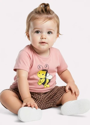 Kyly - Conjunto Infantil Menina Abelha Rosa - KYLY