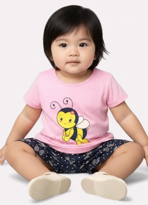 Kyly - Conjunto Infantil Menina Abelha Rosa - KYLY