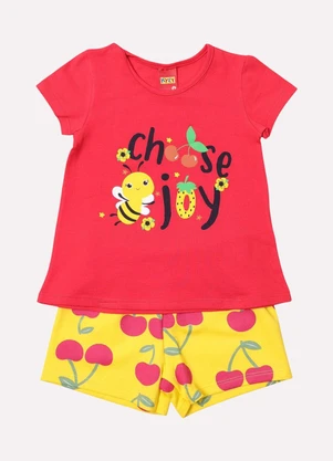 Kyly - Conjunto Infantil Menina Abelhinha Vermelho - KYLY