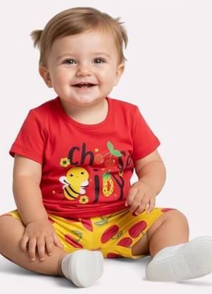 Kyly - Conjunto Infantil Menina Abelhinha Vermelho - KYLY