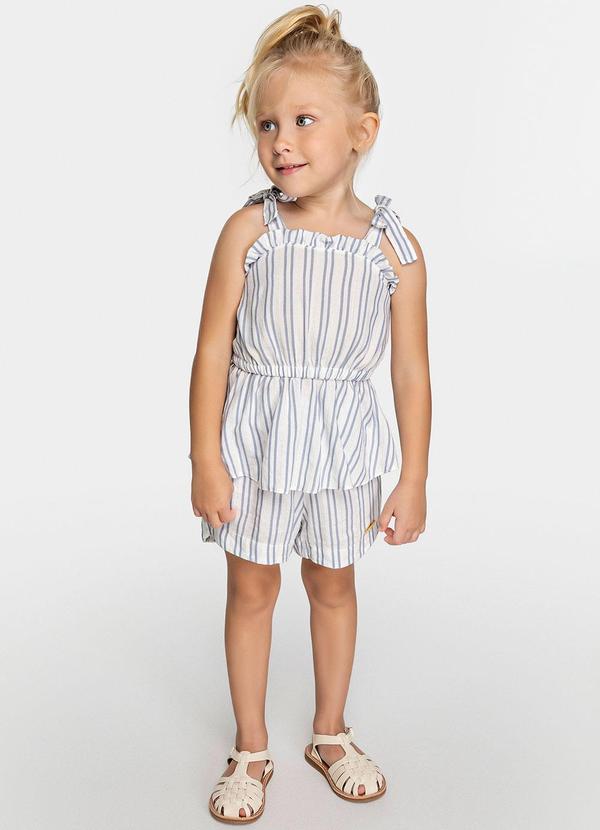 Colorittá - Conjunto Infantil Menina Alças Listrado Colorittá Branco