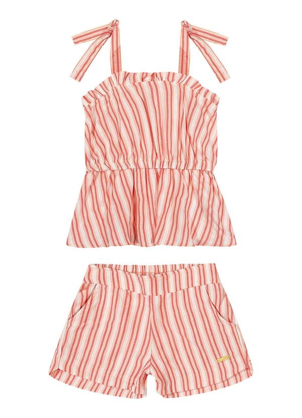 Colorittá - Conjunto Infantil Menina Alças Listrado Colorittá Laranja
