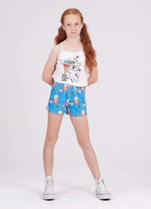 Vida Costeira - Conjunto Infantil Menina Alcinha Sorvete Bege - VIDA COSTEIRA