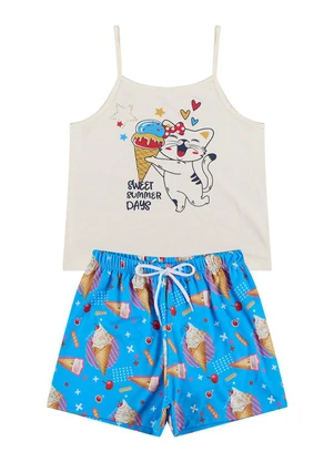 Vida Costeira - Conjunto Infantil Menina Alcinha Sorvete Bege - VIDA COSTEIRA