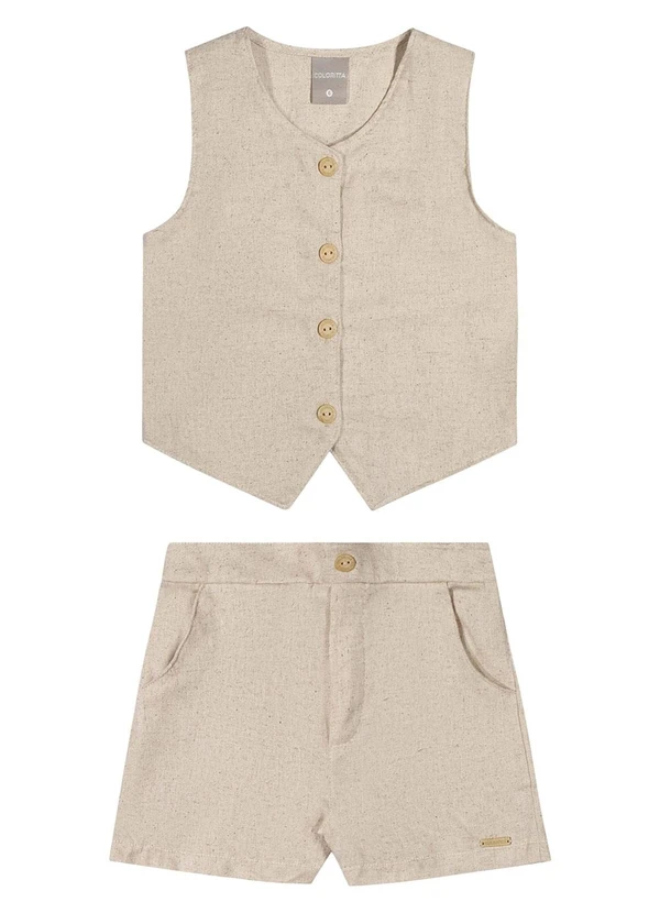 Colorittá - Conjunto Infantil Menina Alfaiataria Bege