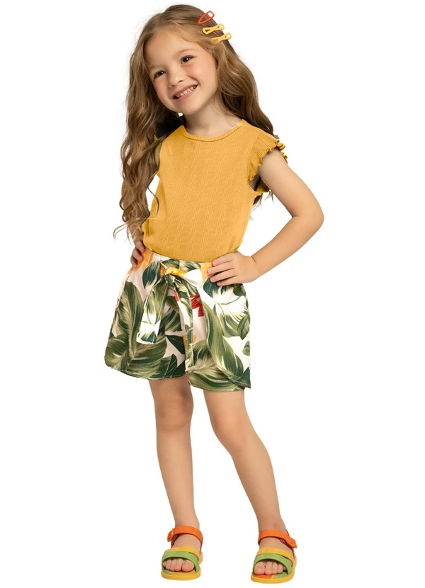 Nanai - Conjunto Infantil Menina Amarelo Queimado