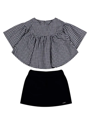 Colorittá - Conjunto Infantil Menina Amplo Xadrez Preto - COLORITTÁ