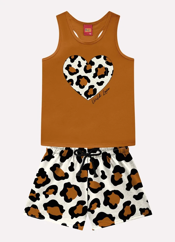Kyly - Conjunto Infantil Menina Animal Print Amarelo