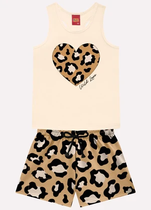 Kyly - Conjunto Infantil Menina Animal Print Bege - KYLY