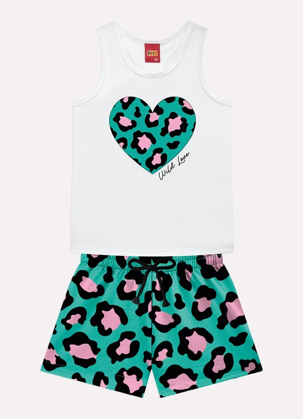 Kyly - Conjunto Infantil Menina Animal Print Branco