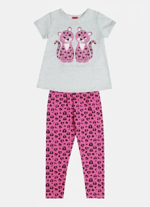 Kyly - Conjunto Infantil Menina Animal Print Cinza - KYLY