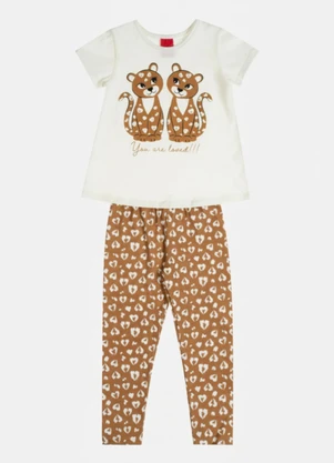 Kyly - Conjunto Infantil Menina Animal Print Off White - KYLY