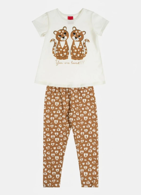 Kyly - Conjunto Infantil Menina Animal Print Off White