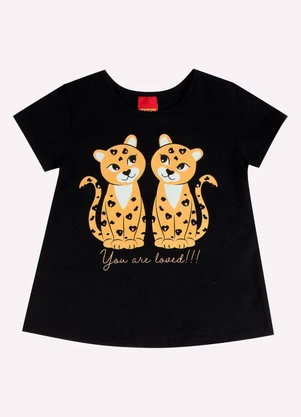 Kyly - Conjunto Infantil Menina Animal Print Preto - KYLY