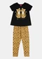 Kyly - Conjunto Infantil Menina Animal Print Off White - variação: Preto