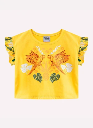 Nanai - Conjunto Infantil Menina Araras Amarelo - NANAI