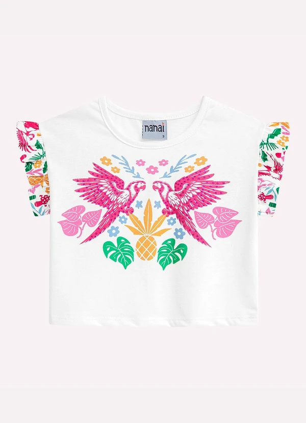 Nanai - Conjunto Infantil Menina Araras Branco 3