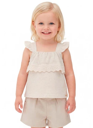 Colorittá - Conjunto Infantil Menina Babado e Renda Bege - COLORITTÁ