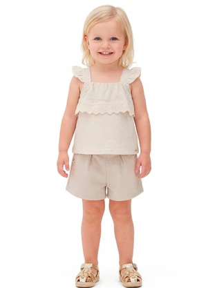 Colorittá - Conjunto Infantil Menina Babado e Renda Bege - COLORITTÁ
