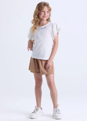 Vida Costeira - Conjunto Infantil Menina Babado Fofo Off White - VIDA COSTEIRA
