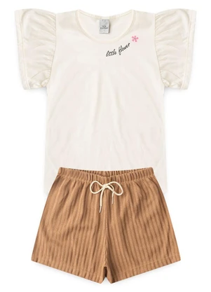 Vida Costeira - Conjunto Infantil Menina Babado Fofo Off White - VIDA COSTEIRA