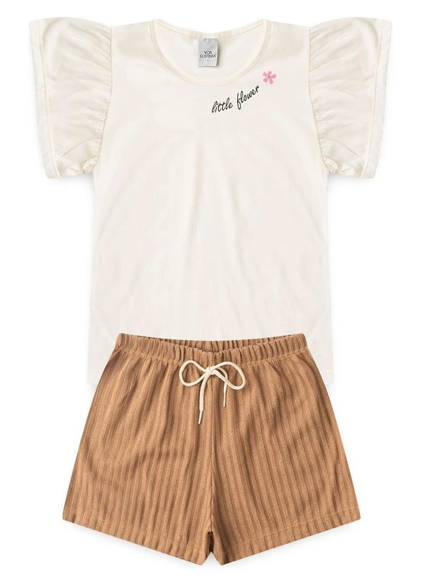 Vida Costeira - Conjunto Infantil Menina Babado Fofo Off White 2