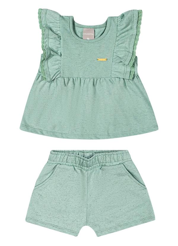 Colorittá - Conjunto Infantil Menina Babados Colorittá Verde